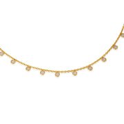Full View of Gold Plated Round Opal Drop Choker Necklace with Adjustable Chain
